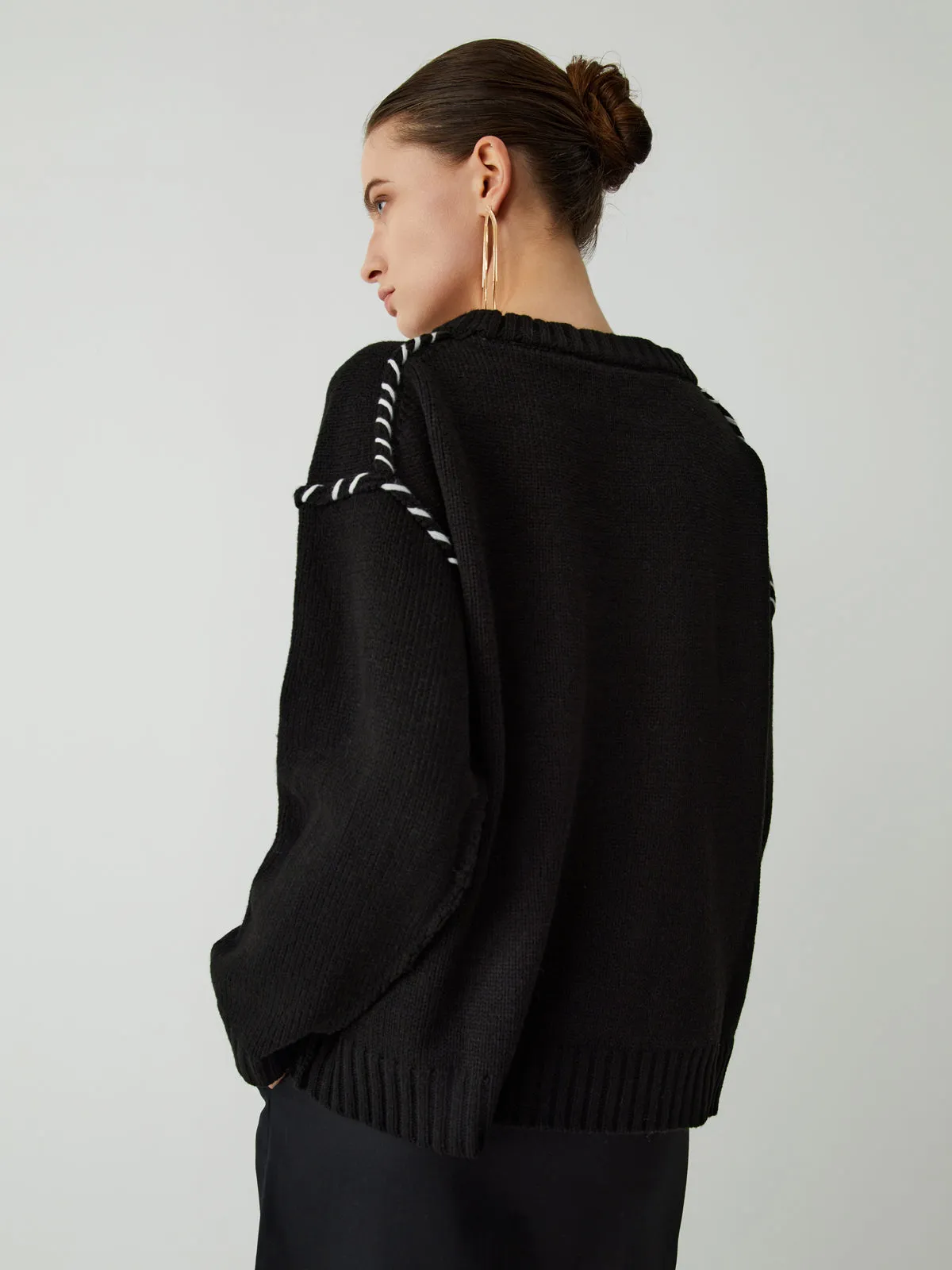 Two Tone Stitches Sweater sold by COMMENSE product image thumbnail 3