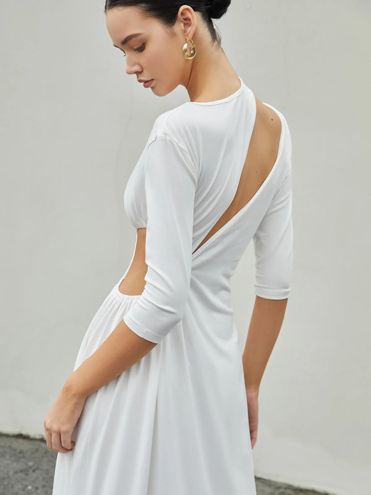 Cut Out Ruched Split Knit Maxi Dress sold by COMMENSE product image thumbnail 3