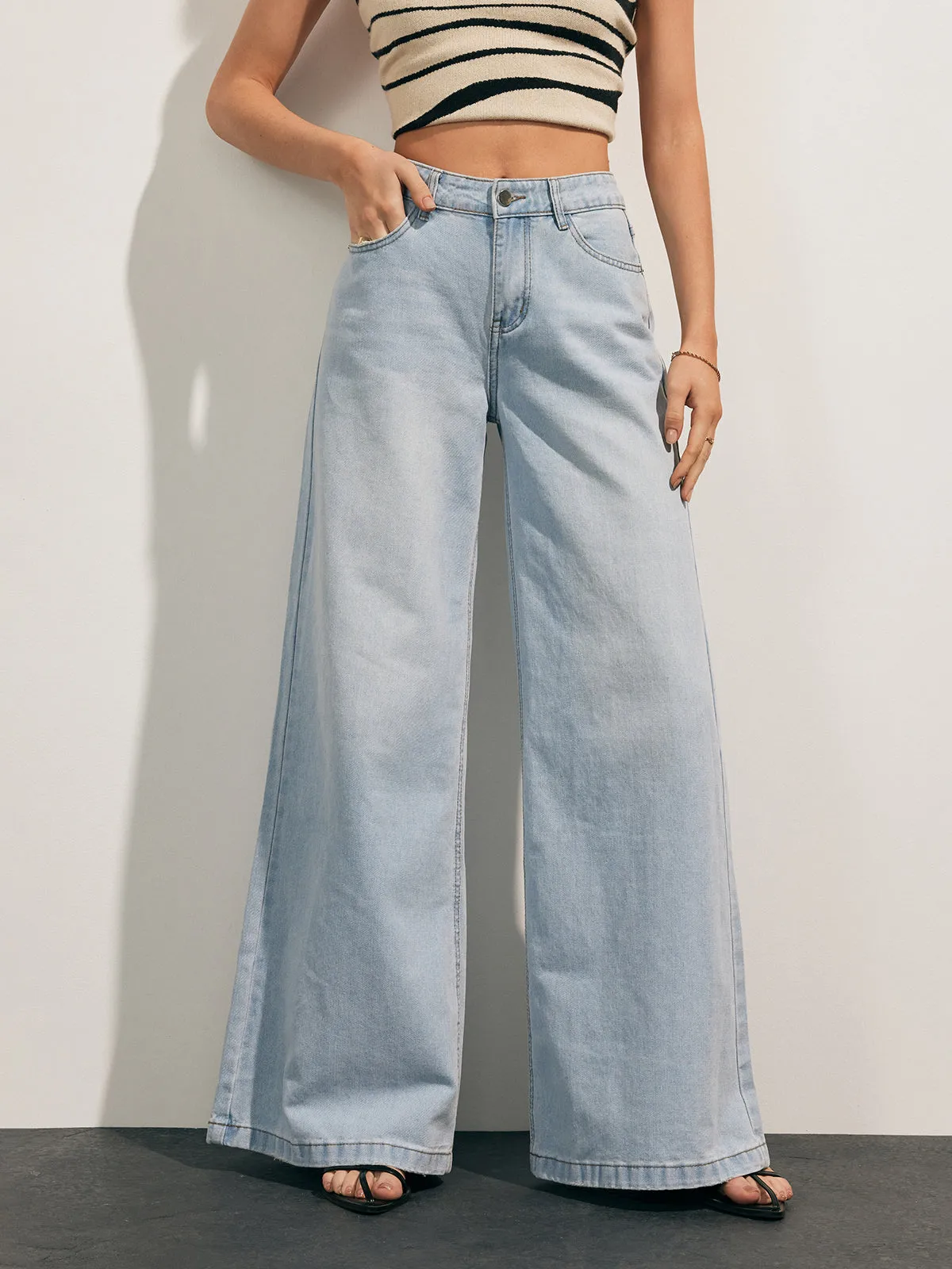 Denim Wide Leg Jeans sold by COMMENSE