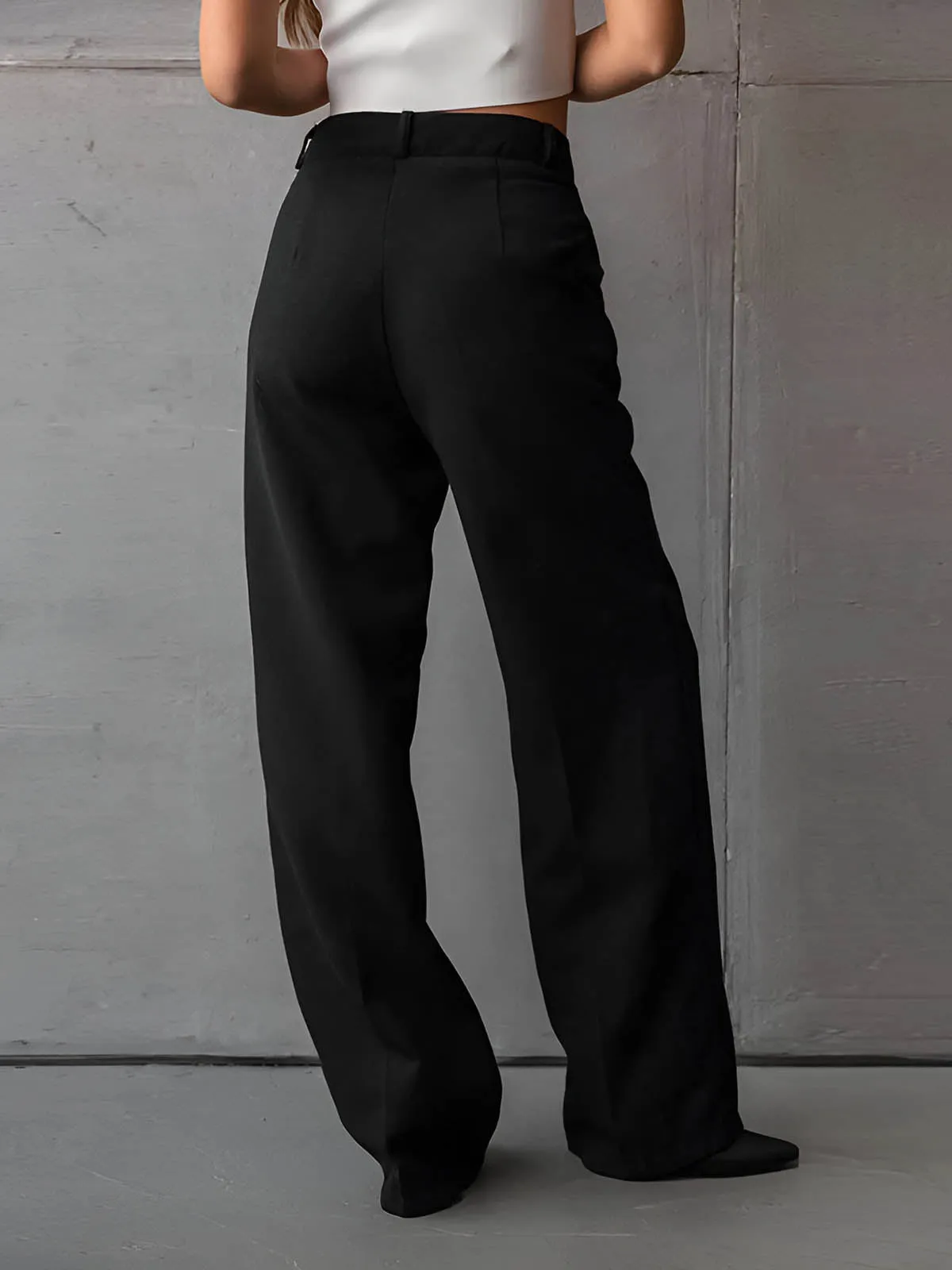 Solid Slant Pockets Flare Leg Long Pants sold by COMMENSE product image thumbnail 5