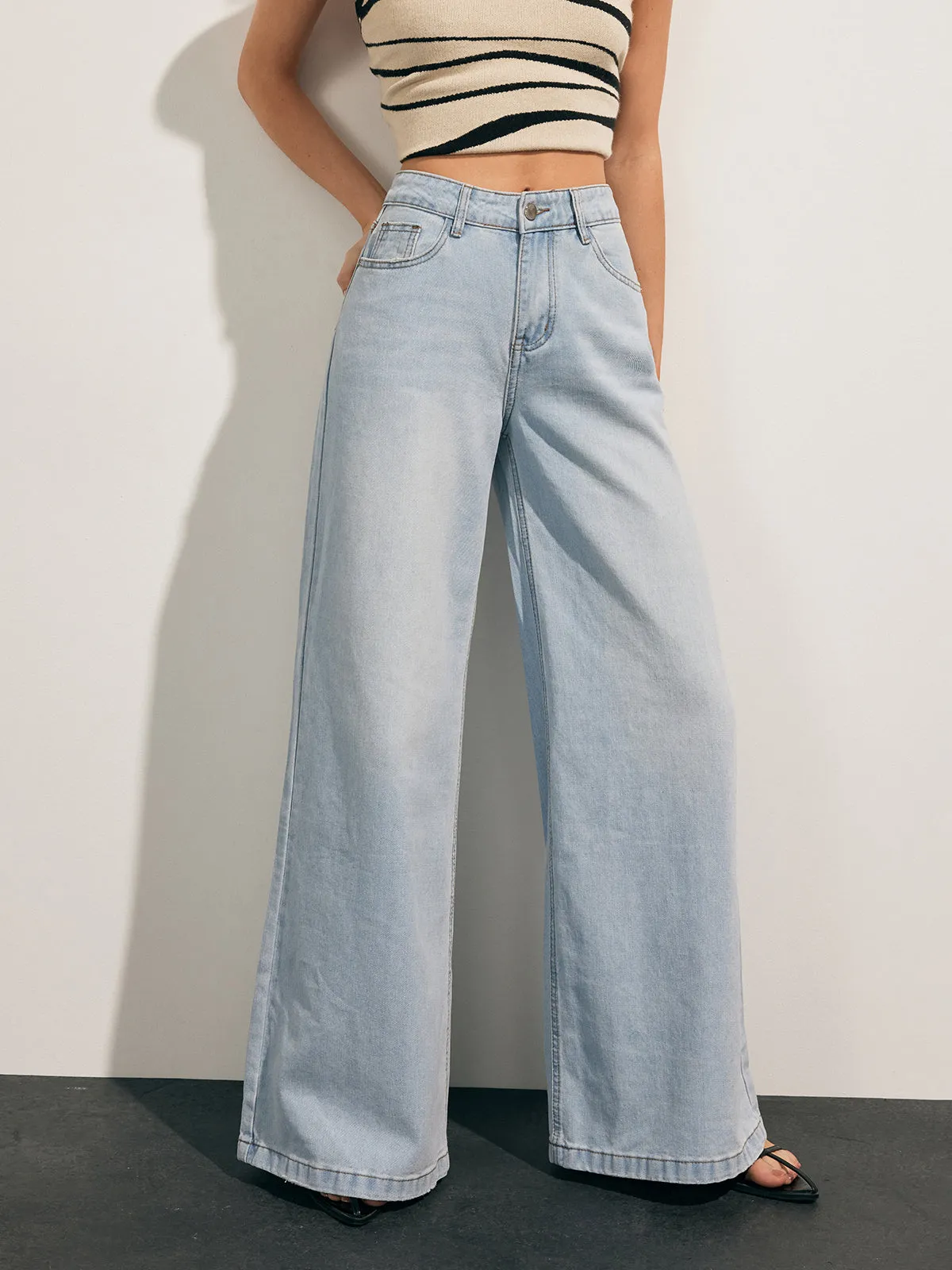 Denim Wide Leg Jeans sold by COMMENSE product image thumbnail 5