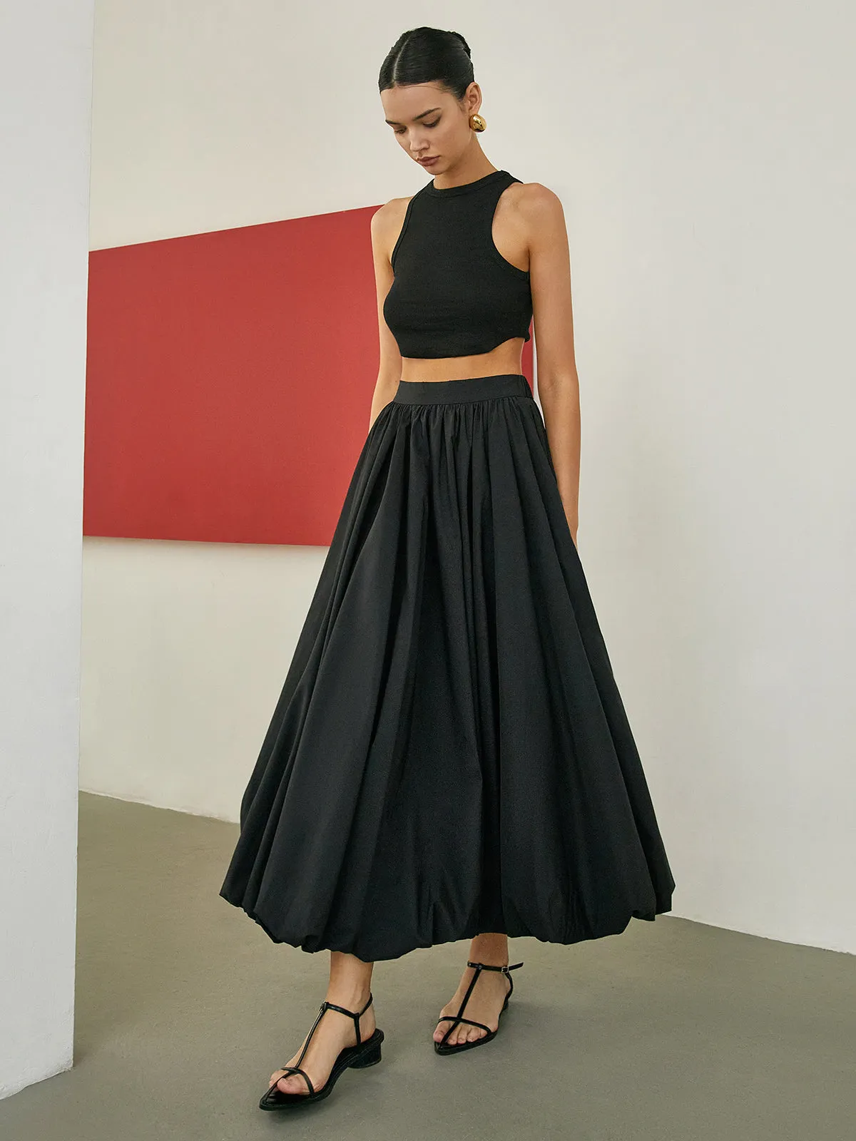 Minimalism Pleated Maxi Skirt sold by COMMENSE product image thumbnail 4