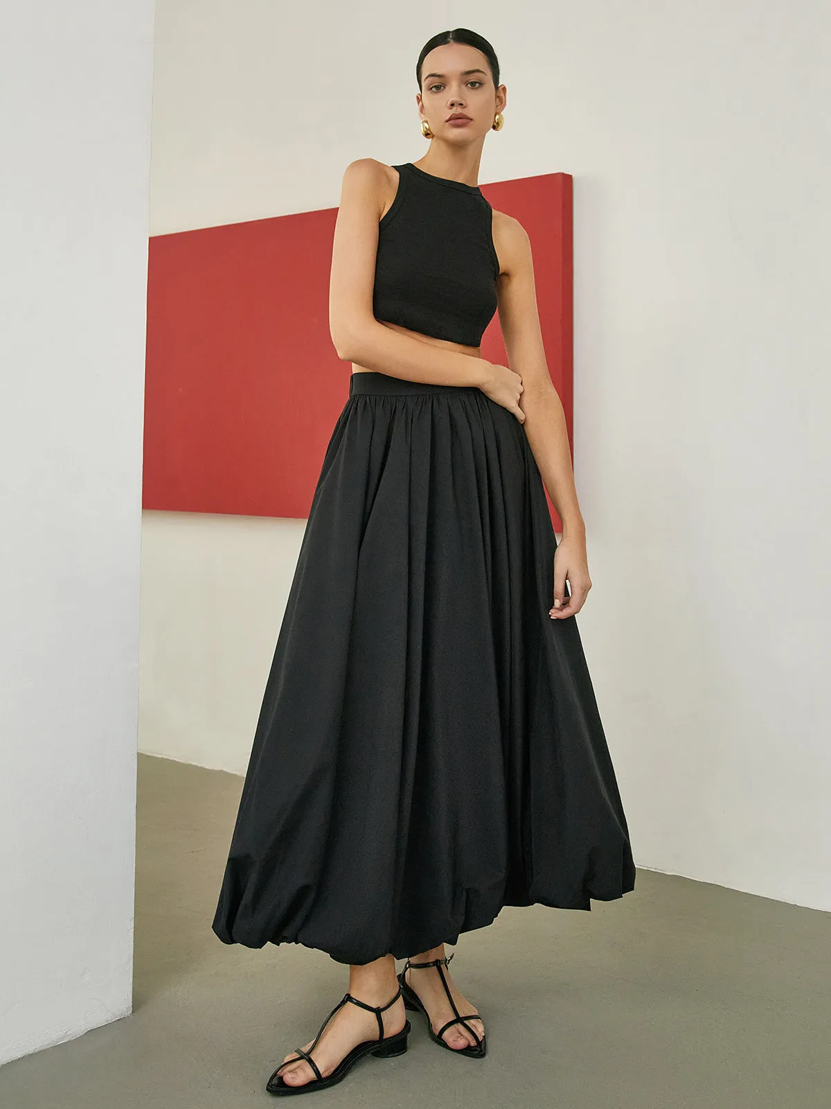 Minimalism Pleated Maxi Skirt sold by COMMENSE product image thumbnail 5
