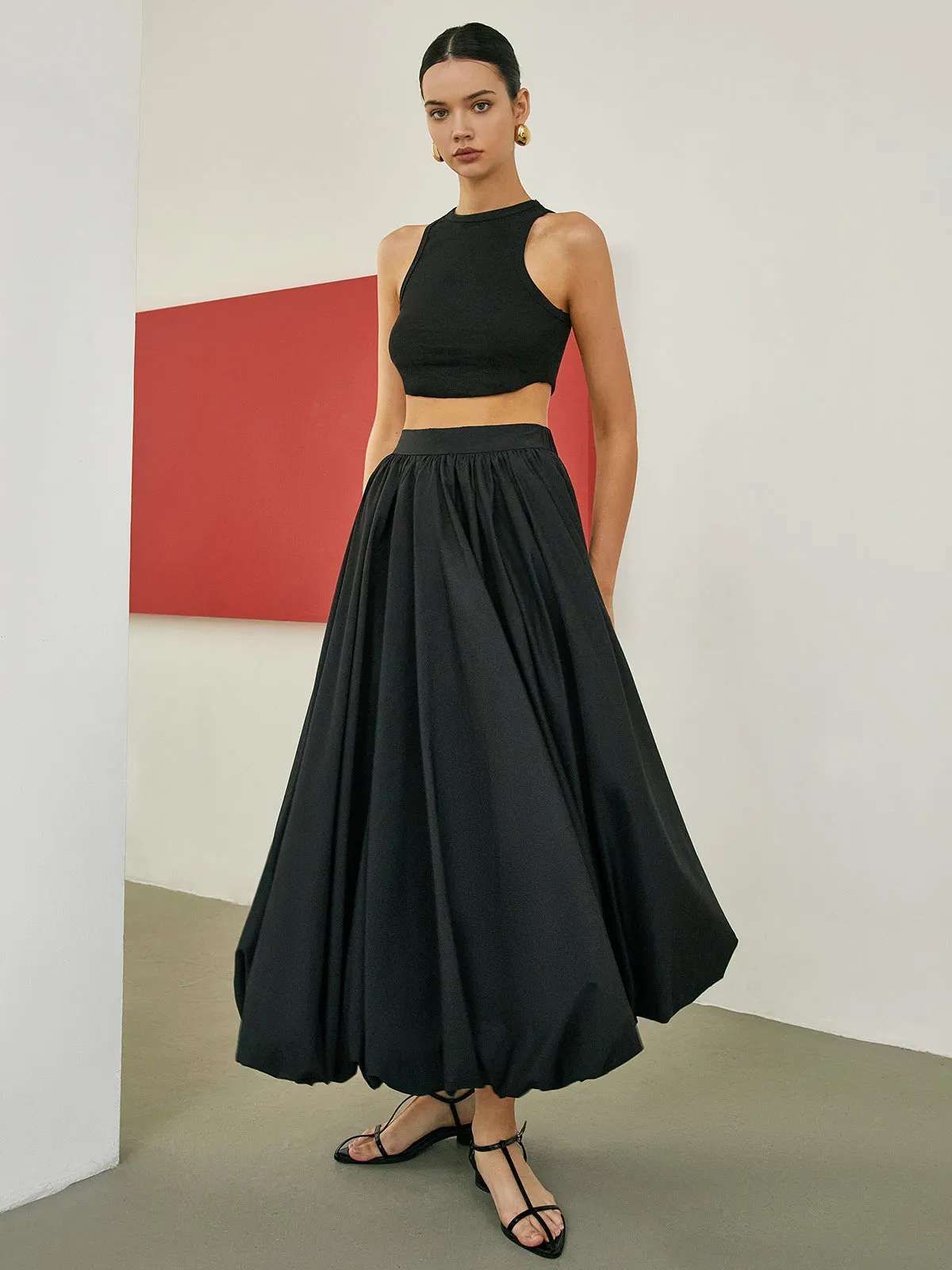 Minimalism Pleated Maxi Skirt sold by COMMENSE product image thumbnail 2