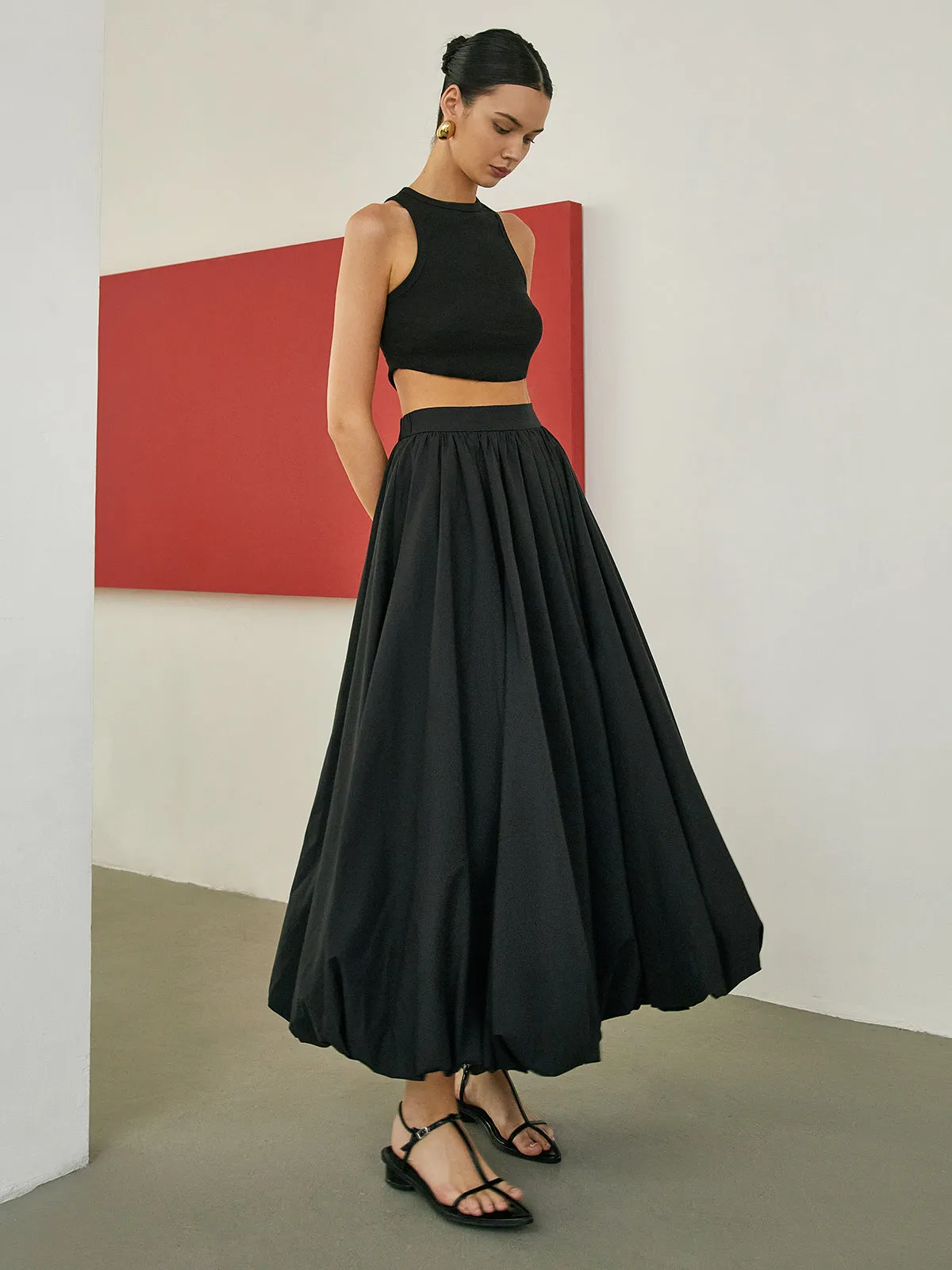 Minimalism Pleated Maxi Skirt sold by COMMENSE product image thumbnail 3