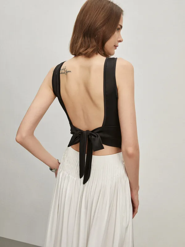 Backless Lace-Up Tank Top sold by COMMENSE