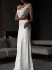 Asymmetrical Neck Snug Long Dress sold by COMMENSE