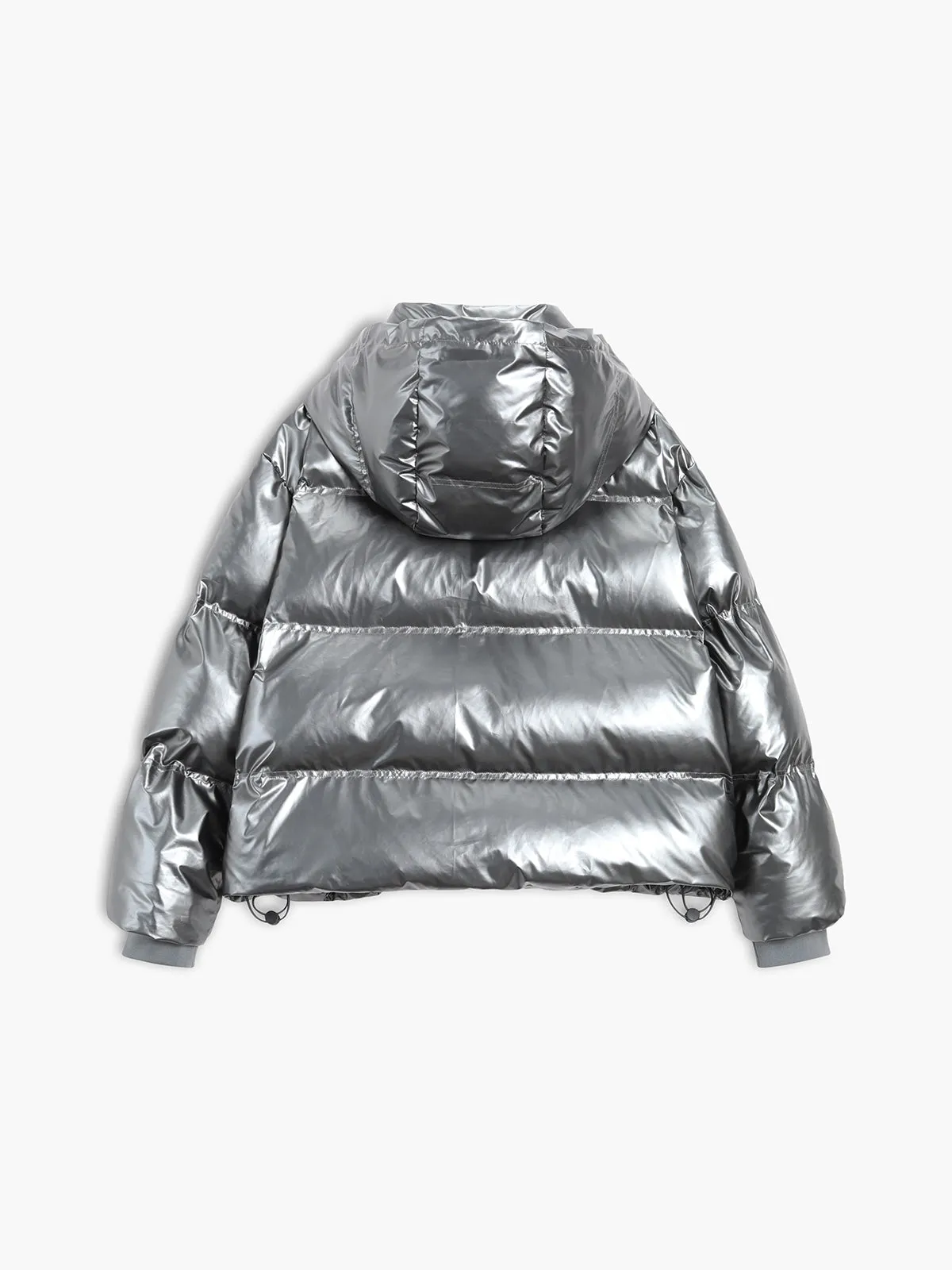 Metallic Puffer Wind Protection Hooded Coat sold by COMMENSE product image thumbnail 3