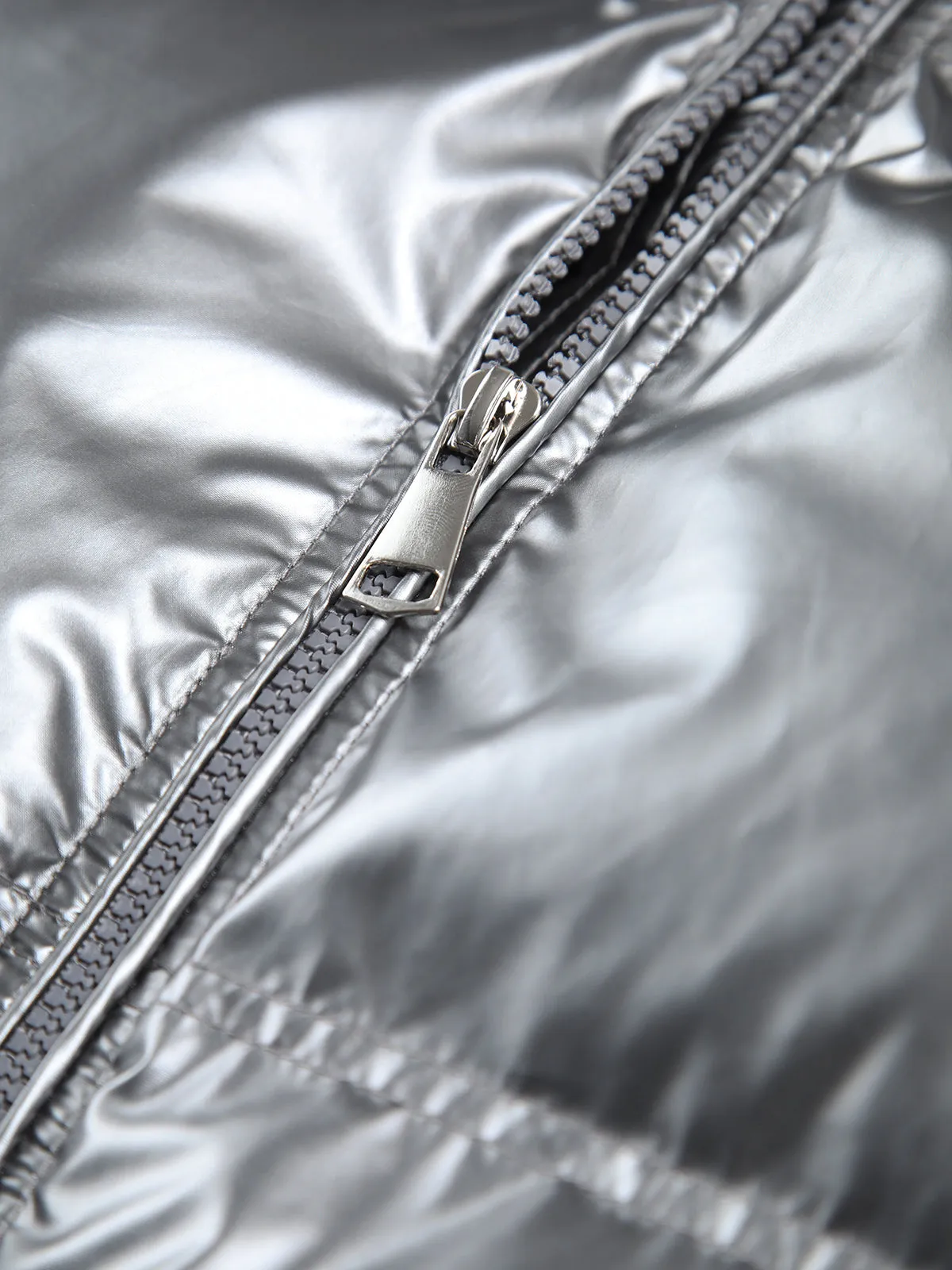 Metallic Puffer Wind Protection Hooded Coat sold by COMMENSE product image thumbnail 4