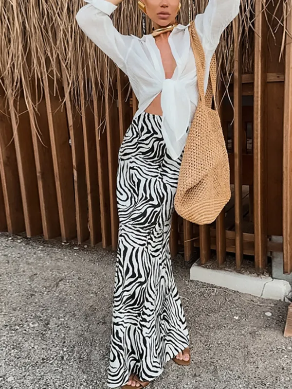 Zebra Printed Maxi Skirt sold by COMMENSE