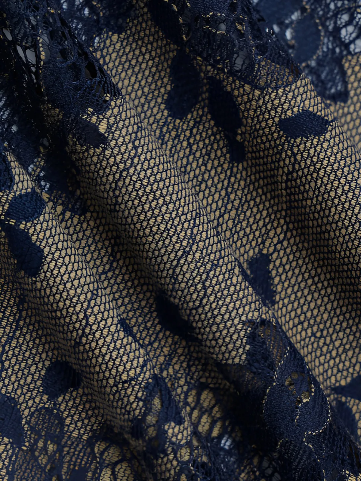 Semi-Sheer Midnight Garden Lace Up Cami Long Dress sold by COMMENSE product image thumbnail 4