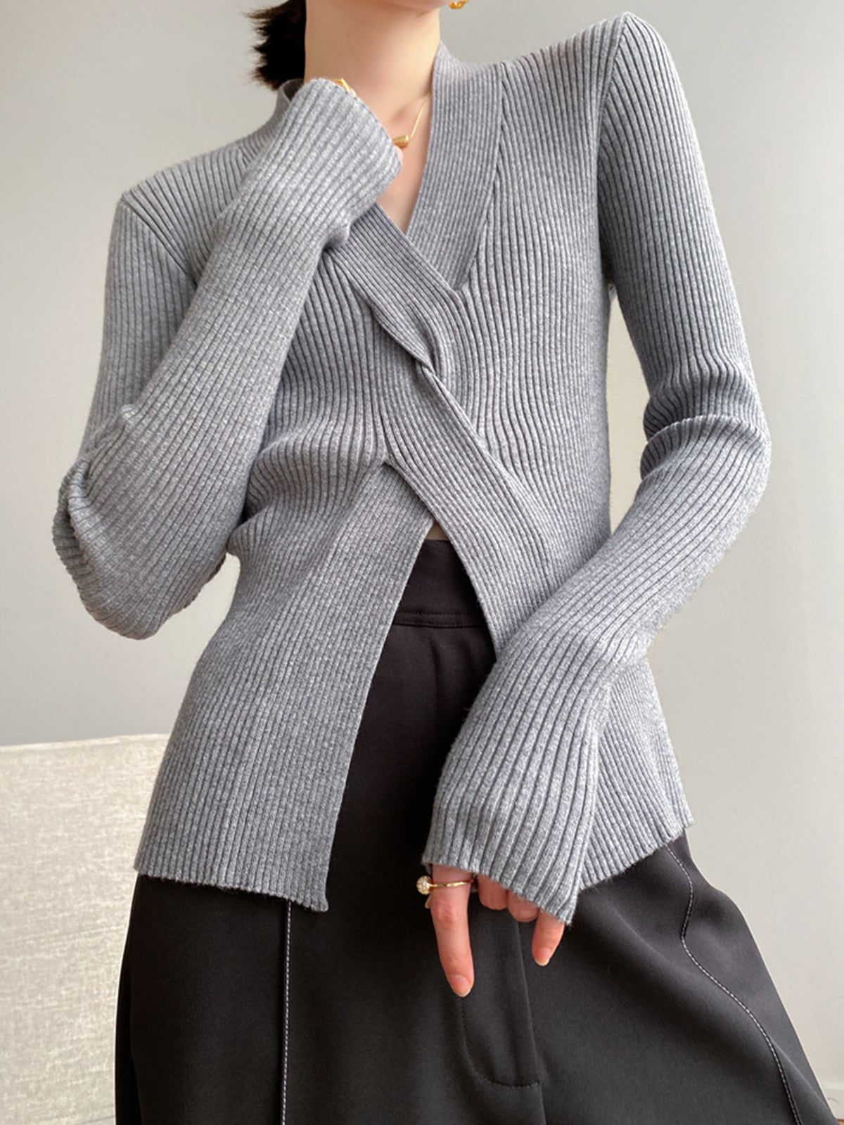 Twisted Tales Ribbed Knit Top sold by COMMENSE product image thumbnail 7