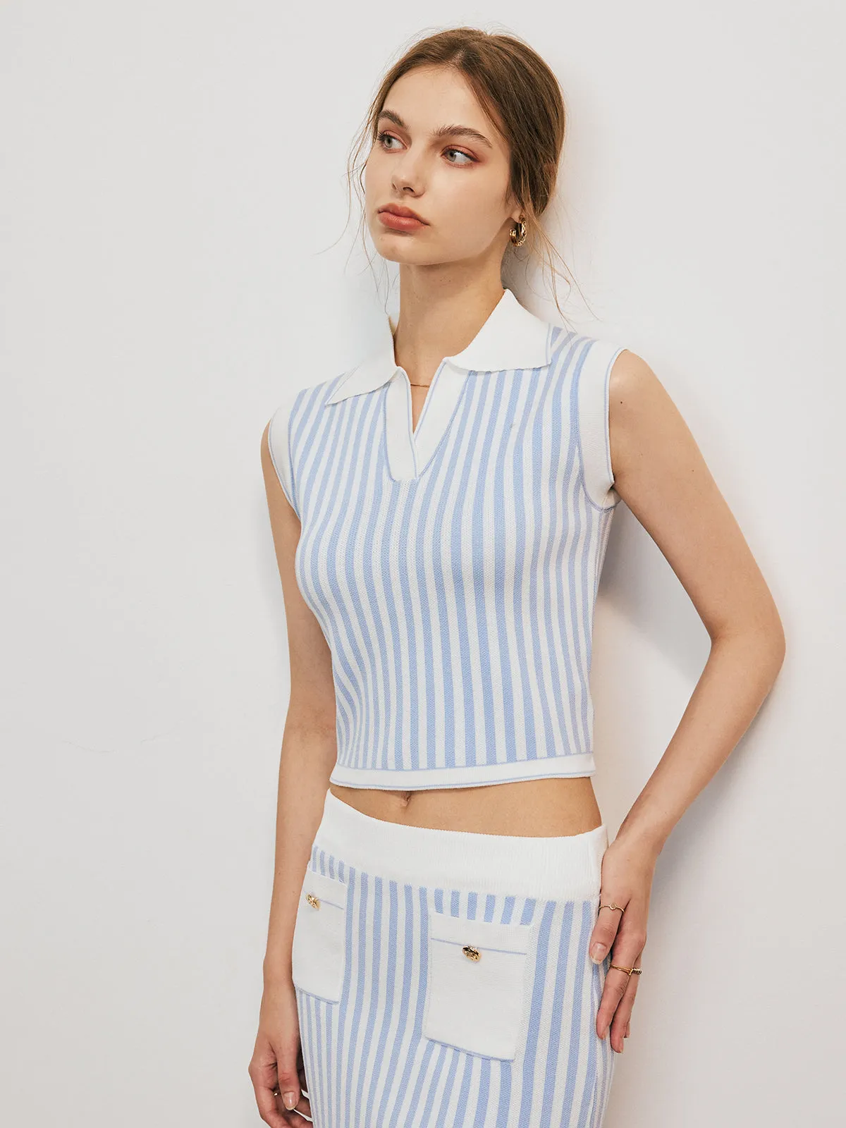 Pinstripe Tank Top With Mini Skirt Set sold by COMMENSE product image thumbnail 4