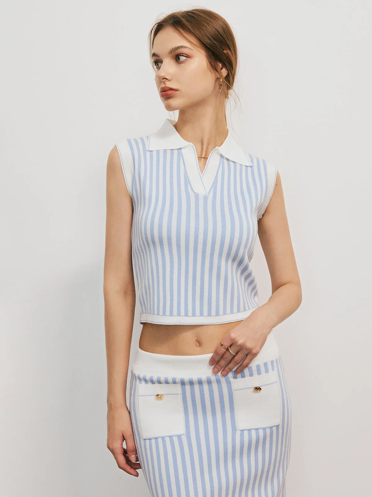 Pinstripe Tank Top With Mini Skirt Set sold by COMMENSE product image thumbnail 2
