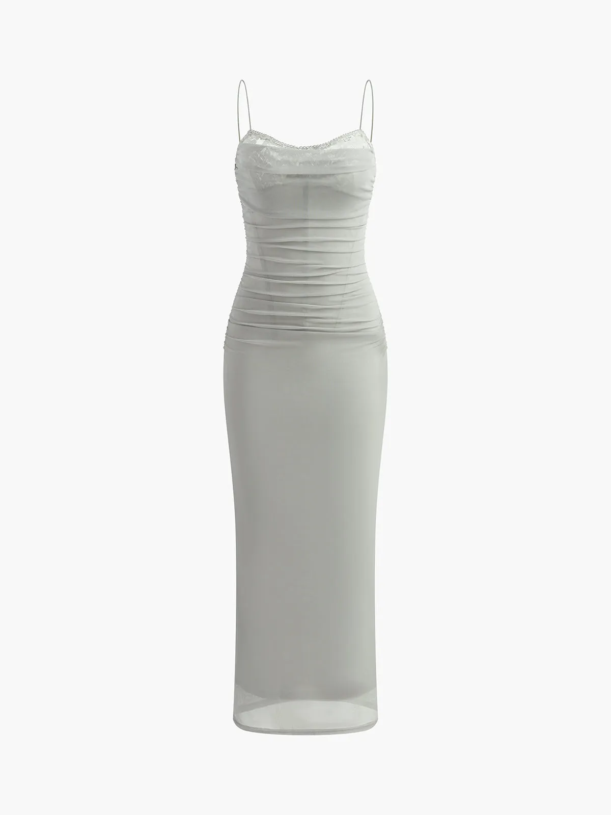 Slim Sheer Mesh Long Dress sold by COMMENSE