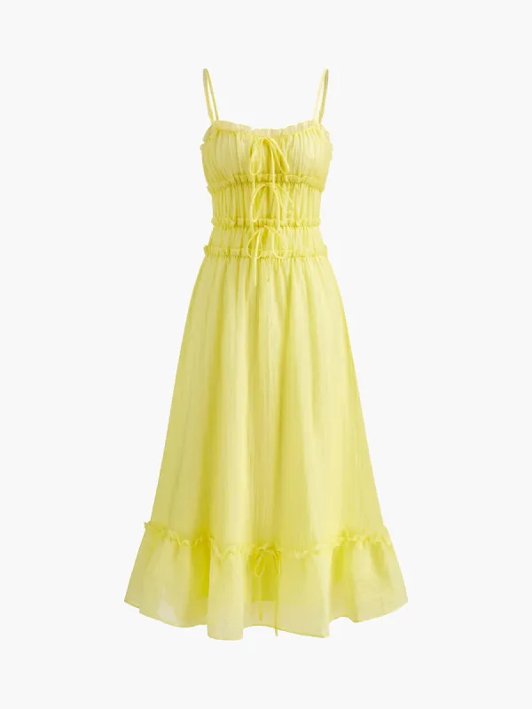 Lettuce Trim Zipper Pleated Dress sold by COMMENSE