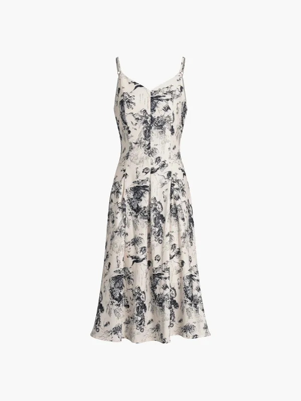 Ink Printed Pleated Cami Dress sold by COMMENSE