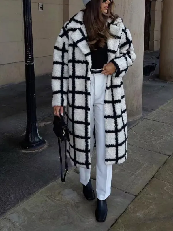 Checkered Button Sherpa Jacket sold by COMMENSE