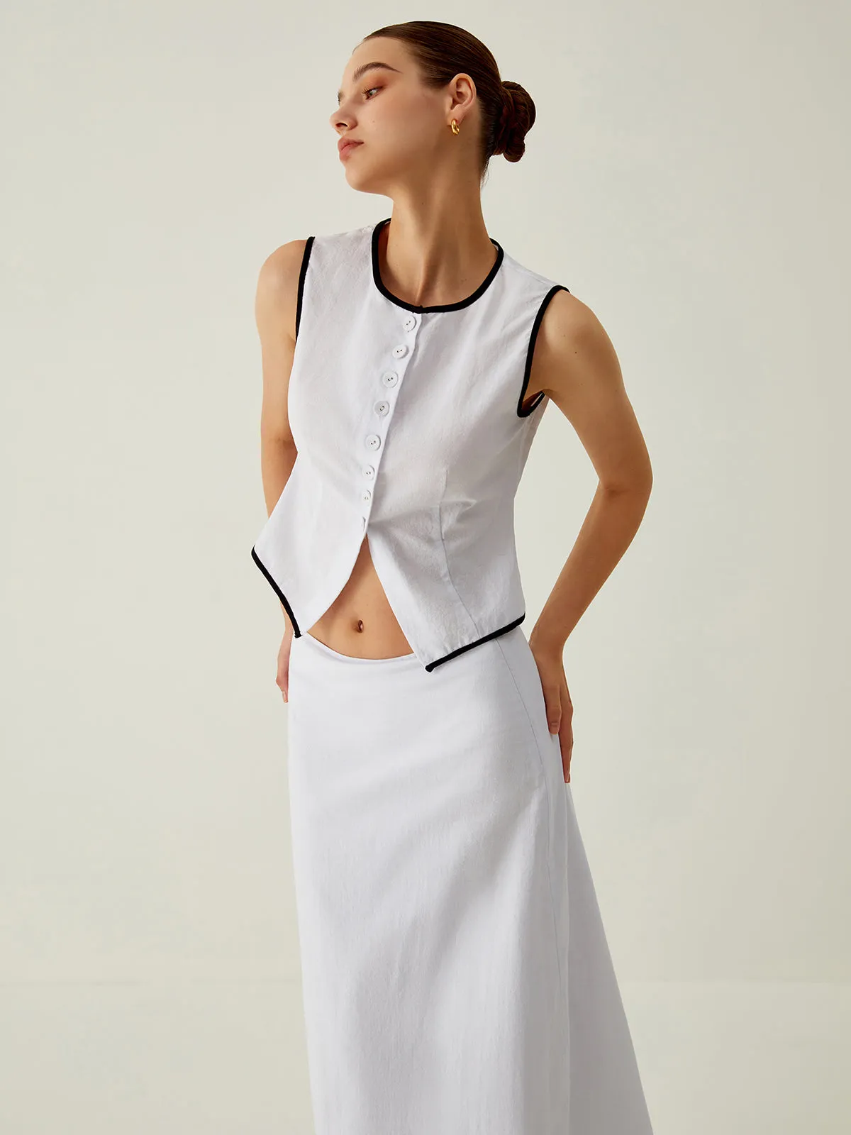 Minimalism Contrast Binding Skirt Set sold by COMMENSE