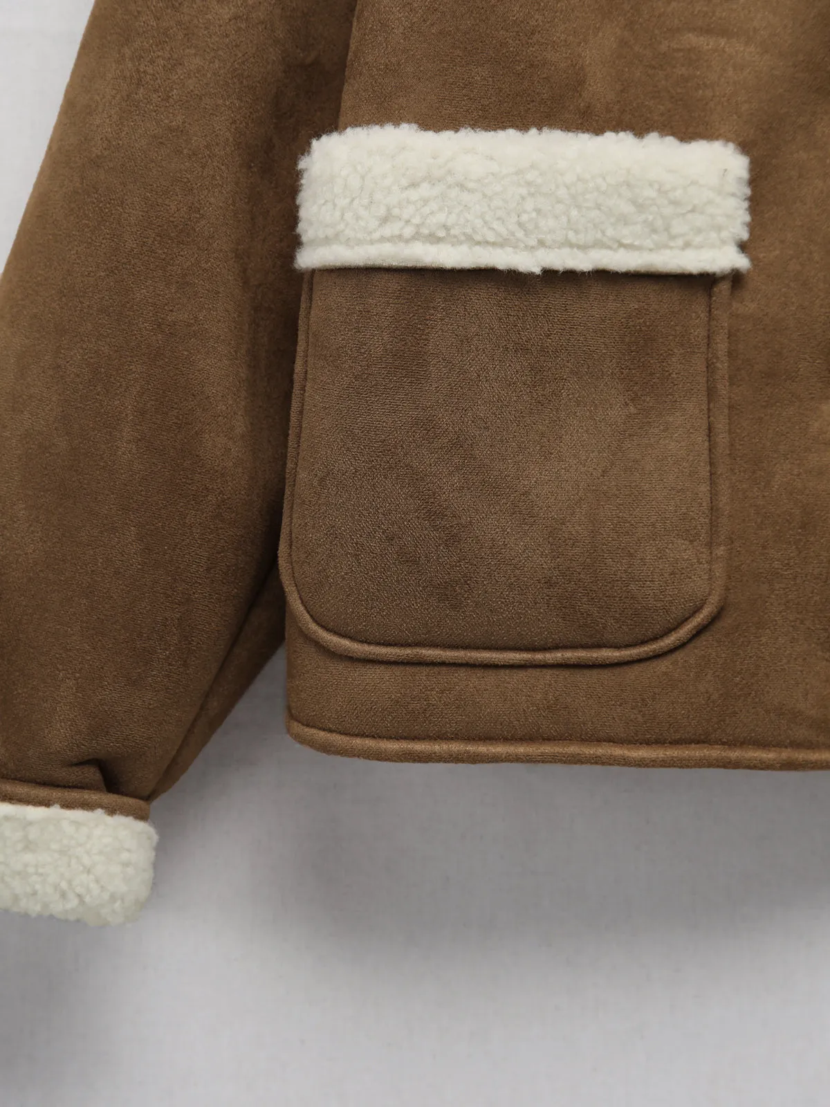 Teddy Fleece Patchwork Jacket sold by COMMENSE product image thumbnail 3