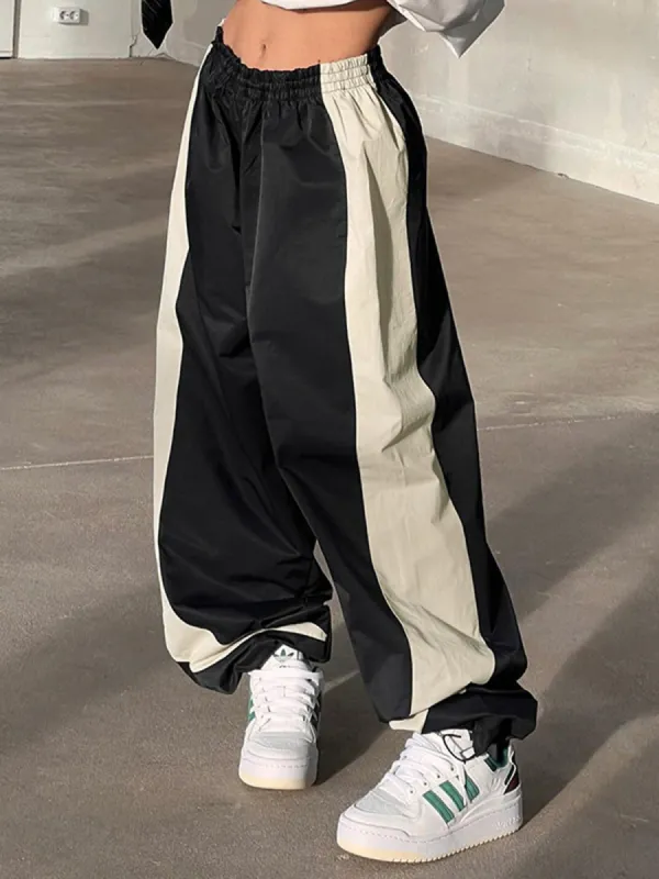 Color Contrast Adjustable Hem Pants sold by COMMENSE