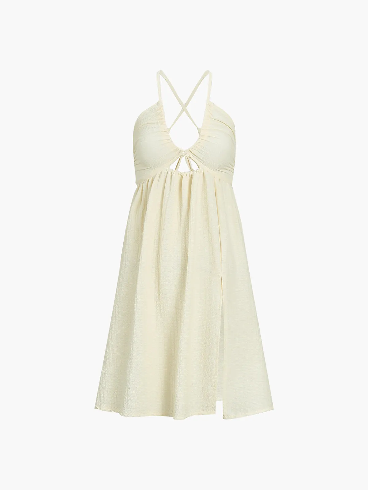 Backless Criss Cross Split Midi Dress sold by COMMENSE product image thumbnail 2