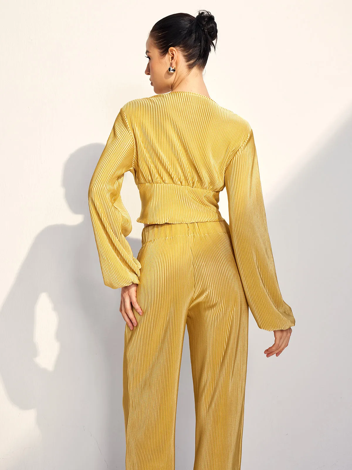 Drawstring Puff Sleeve Pants Set sold by COMMENSE product image thumbnail 4