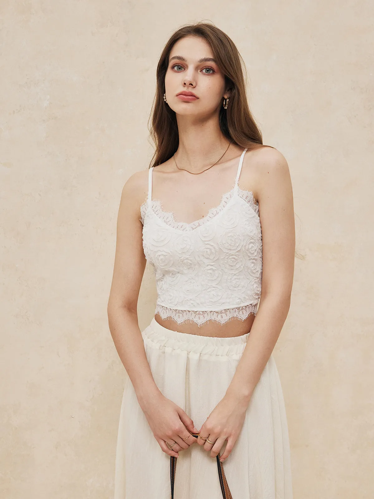 Multi Floral Lace Trim Cami Top sold by COMMENSE product image thumbnail 3