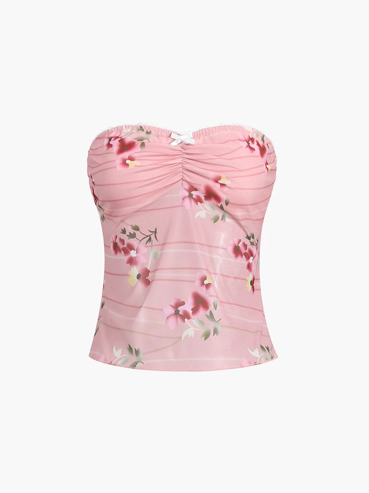 Mesh Floral Sleeveless Blouse sold by COMMENSE