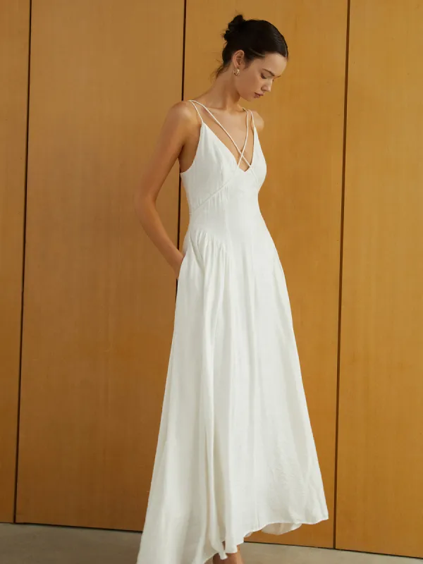 Crisscross Knotted Cami Long Dress sold by COMMENSE