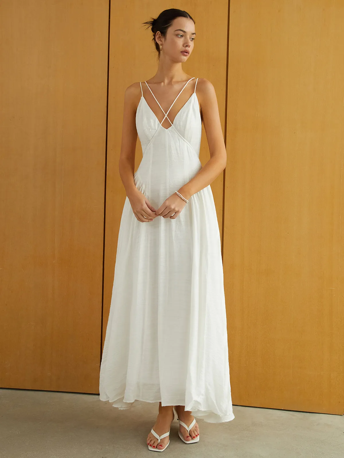 Crisscross Knotted Cami Long Dress sold by COMMENSE product image thumbnail 3