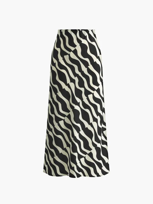 Wave Print Maxi Skirt sold by COMMENSE
