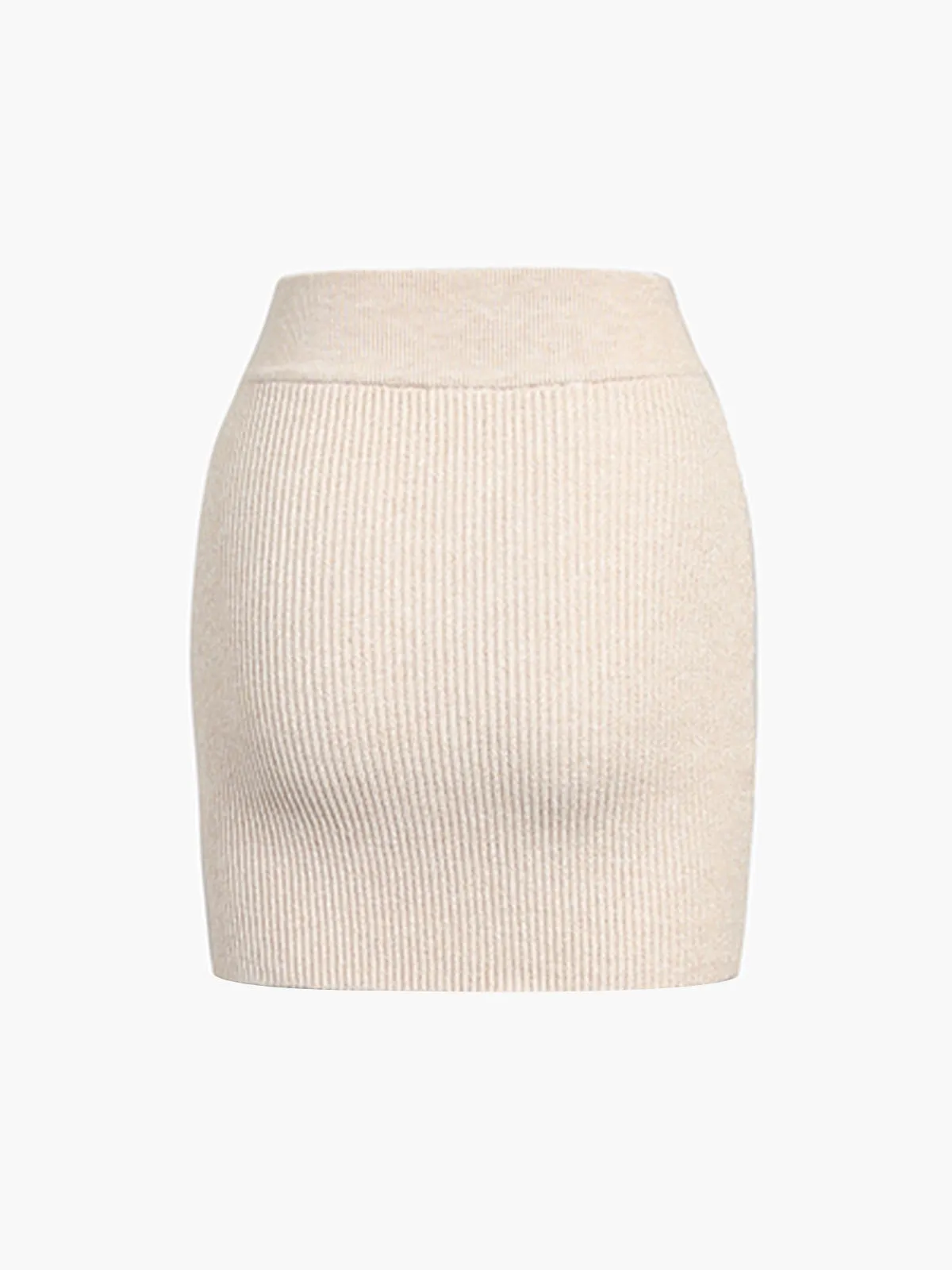 Creamy Latte Long Sleeve Rib Two Piece Skirt Set sold by COMMENSE product image thumbnail 5