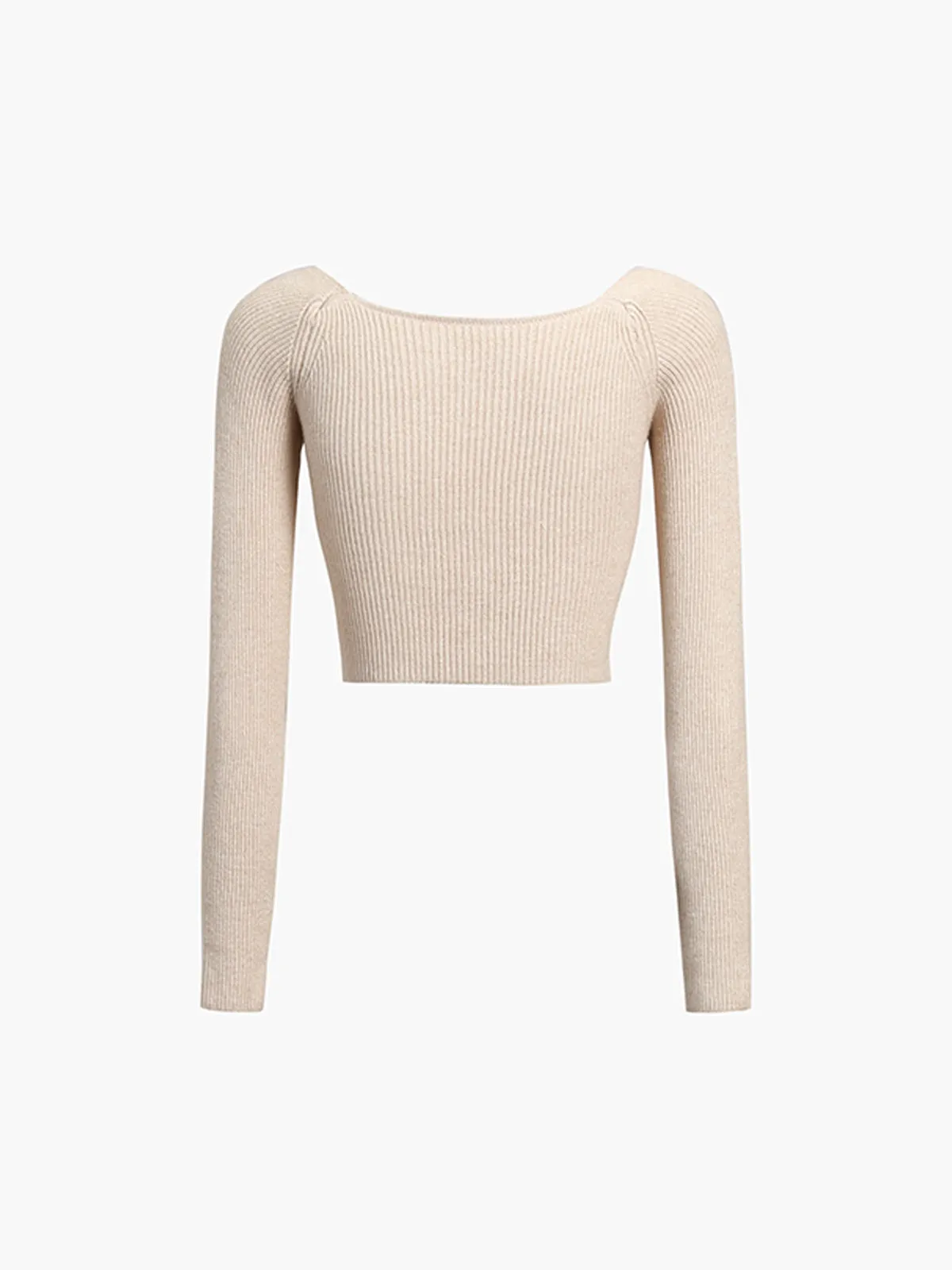 Creamy Latte Long Sleeve Rib Two Piece Skirt Set sold by COMMENSE product image thumbnail 3