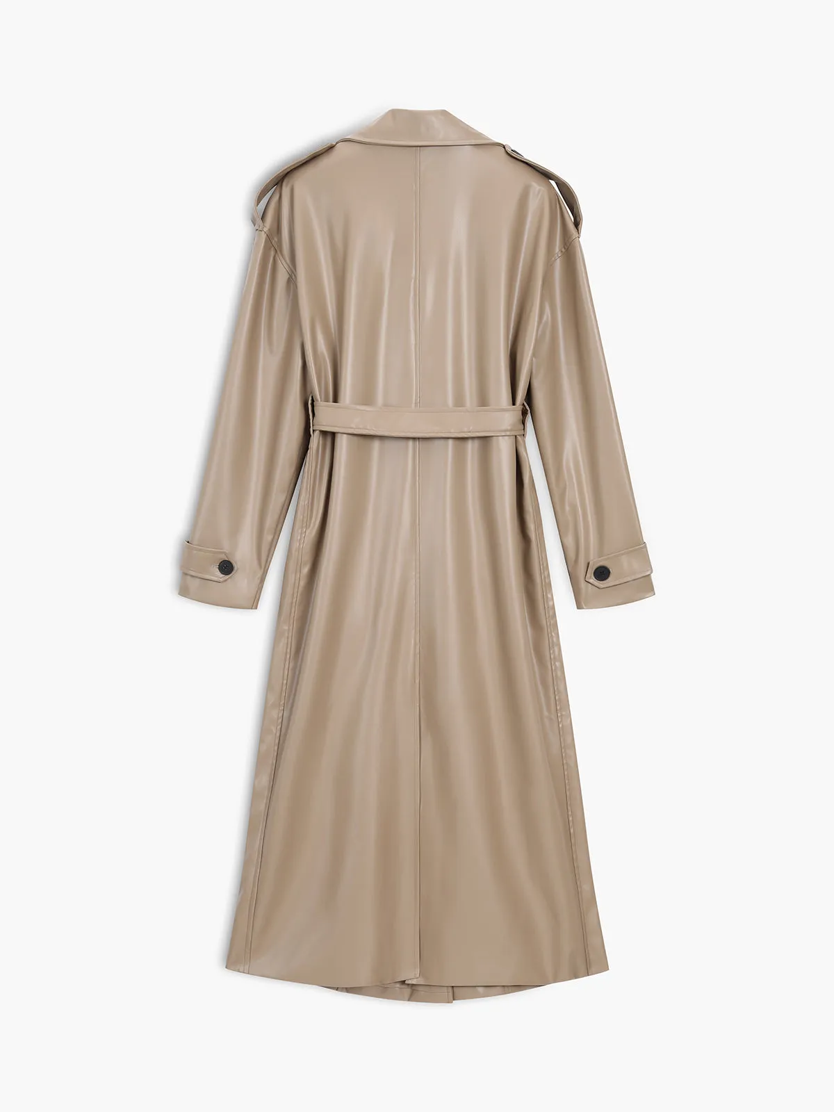 Old Stories Told Faux Leather Trench Coat sold by COMMENSE product image thumbnail 3