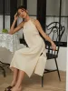 Cotton Blends Backless Halter Midi Dress sold by COMMENSE
