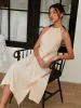 Cotton Blends Backless Halter Midi Dress sold by COMMENSE