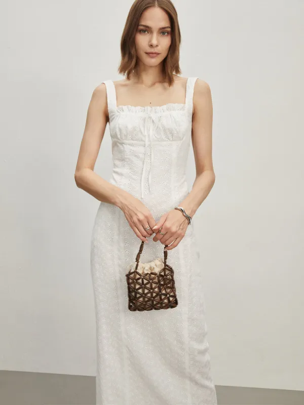 Embroidered Back Slit Long Dress sold by COMMENSE