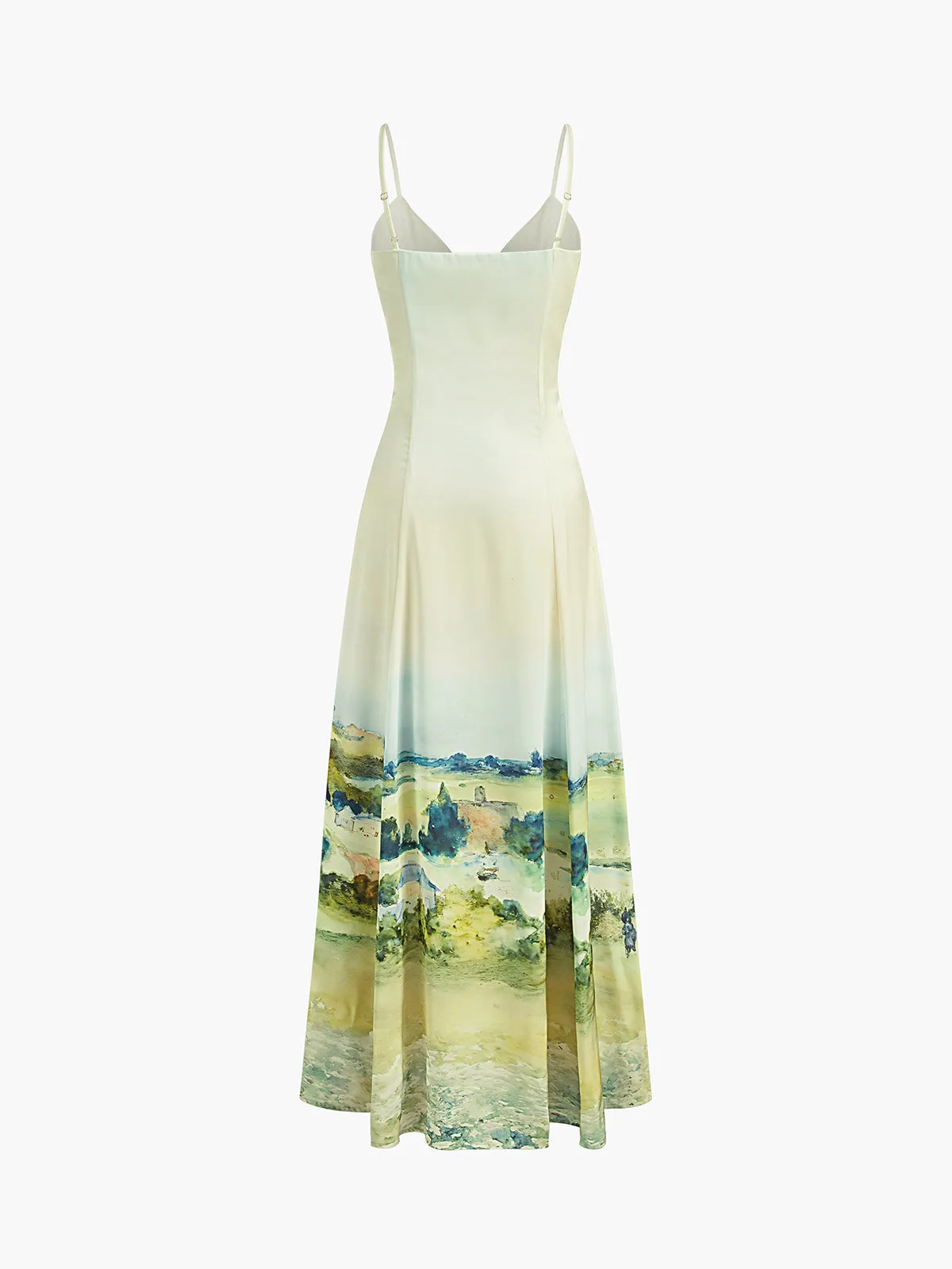Satin Print V-Neck Cami Dress sold by COMMENSE product image thumbnail 3