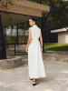 Cotton & Linen Elegant Cutout Long Dress sold by COMMENSE