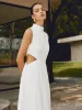 Cotton & Linen Elegant Cutout Long Dress sold by COMMENSE