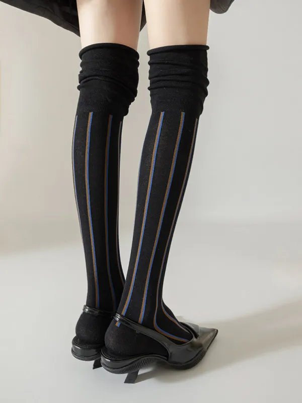 Pinstripe Slouch Calf Socks sold by COMMENSE