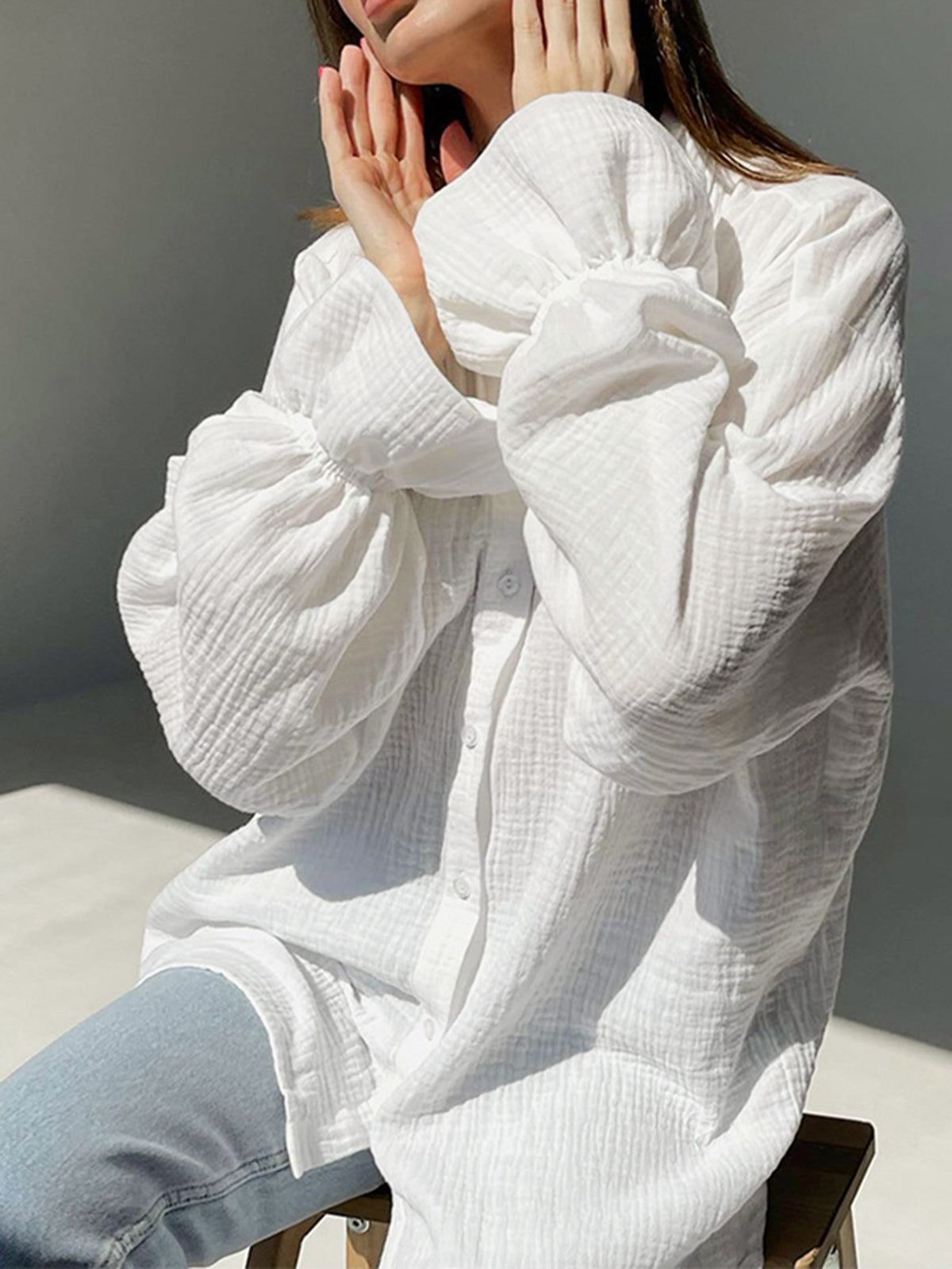 Plisse Oversized Shirt sold by COMMENSE product image thumbnail 5
