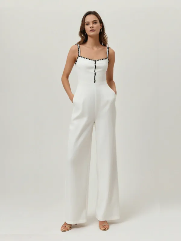 Jacquard Zipper Pockets Jumpsuit sold by COMMENSE