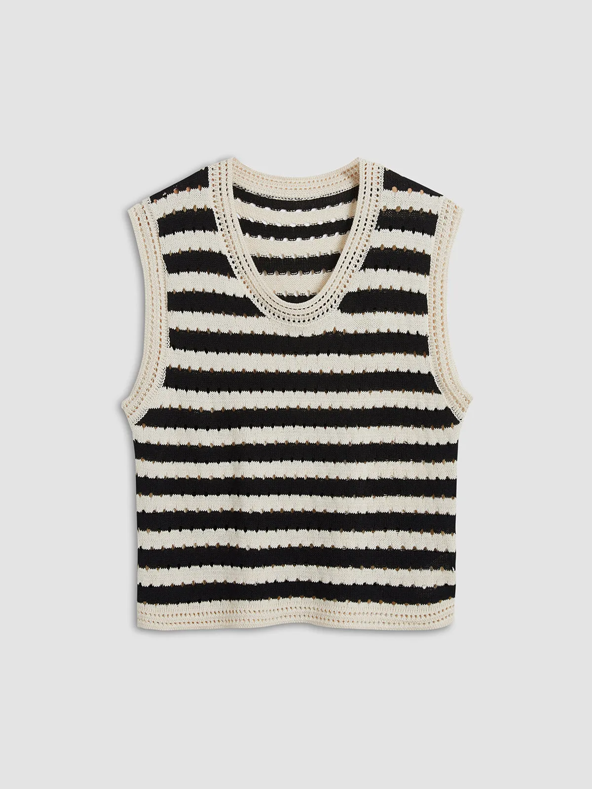 Classy Stripe Crochet Sweater Vest sold by COMMENSE product image thumbnail 5
