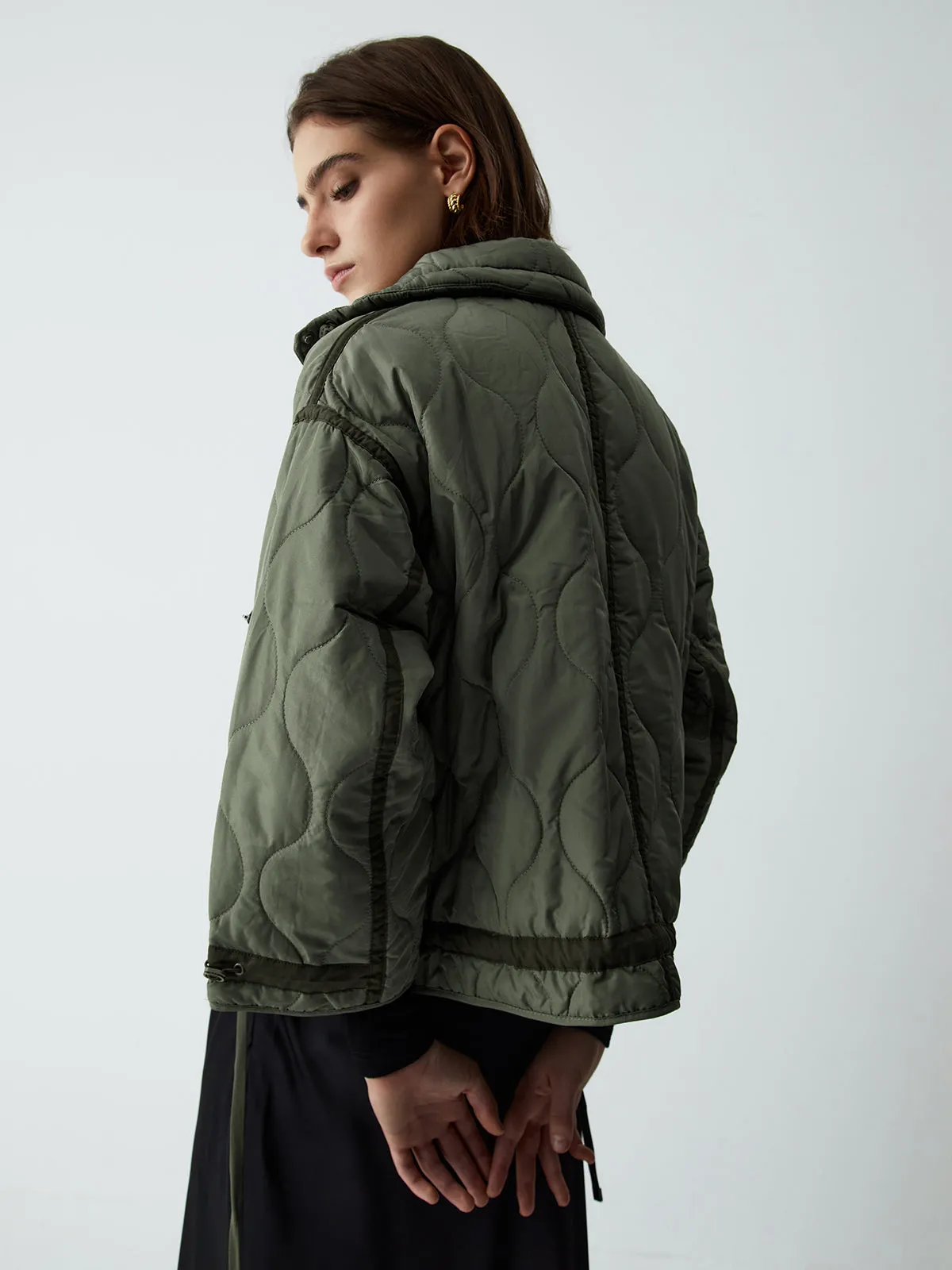 Open Collar Quilted Coat sold by COMMENSE product image thumbnail 5