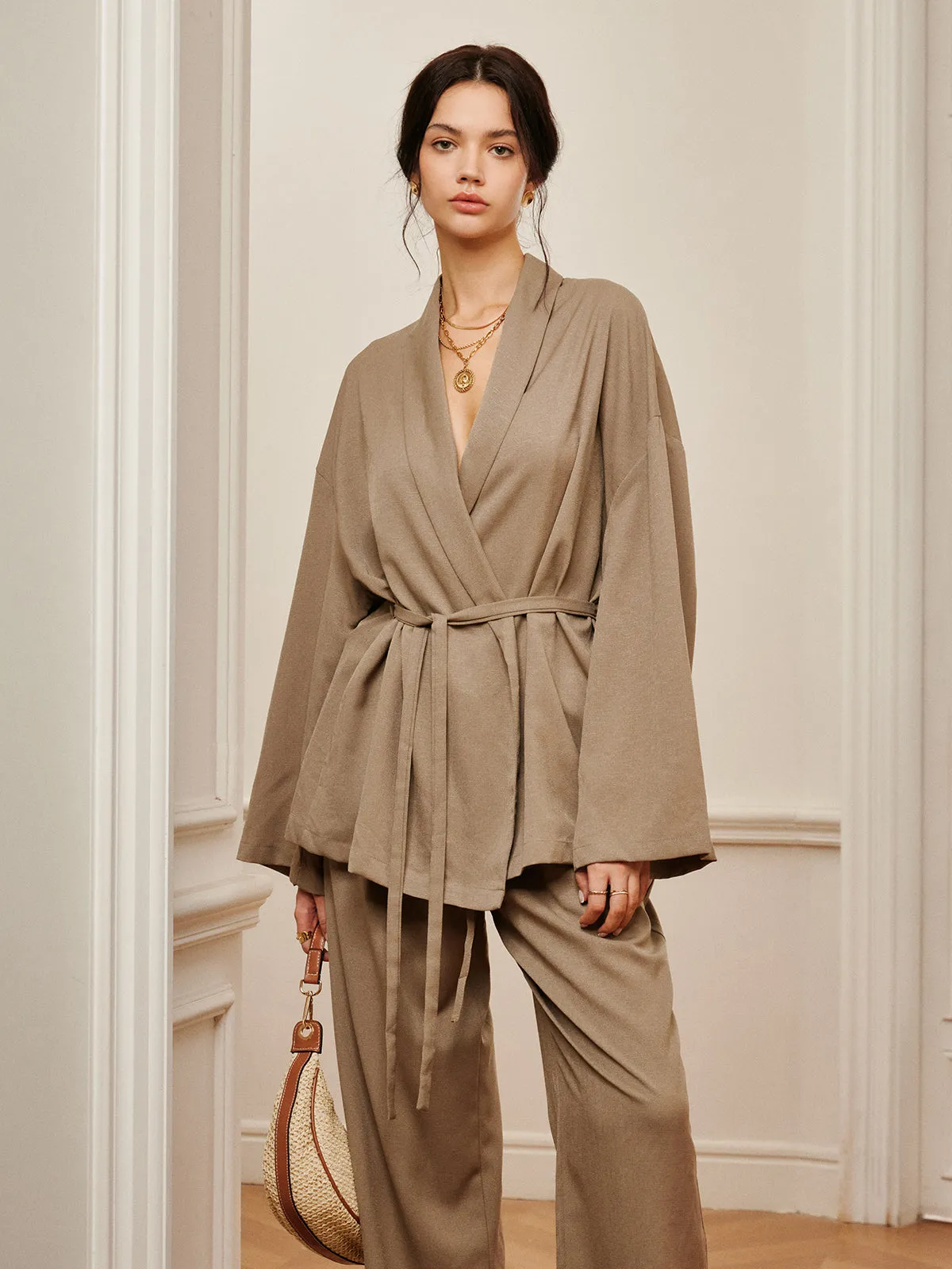 Leisure Belted Wrap Pants Set sold by COMMENSE product image thumbnail 5