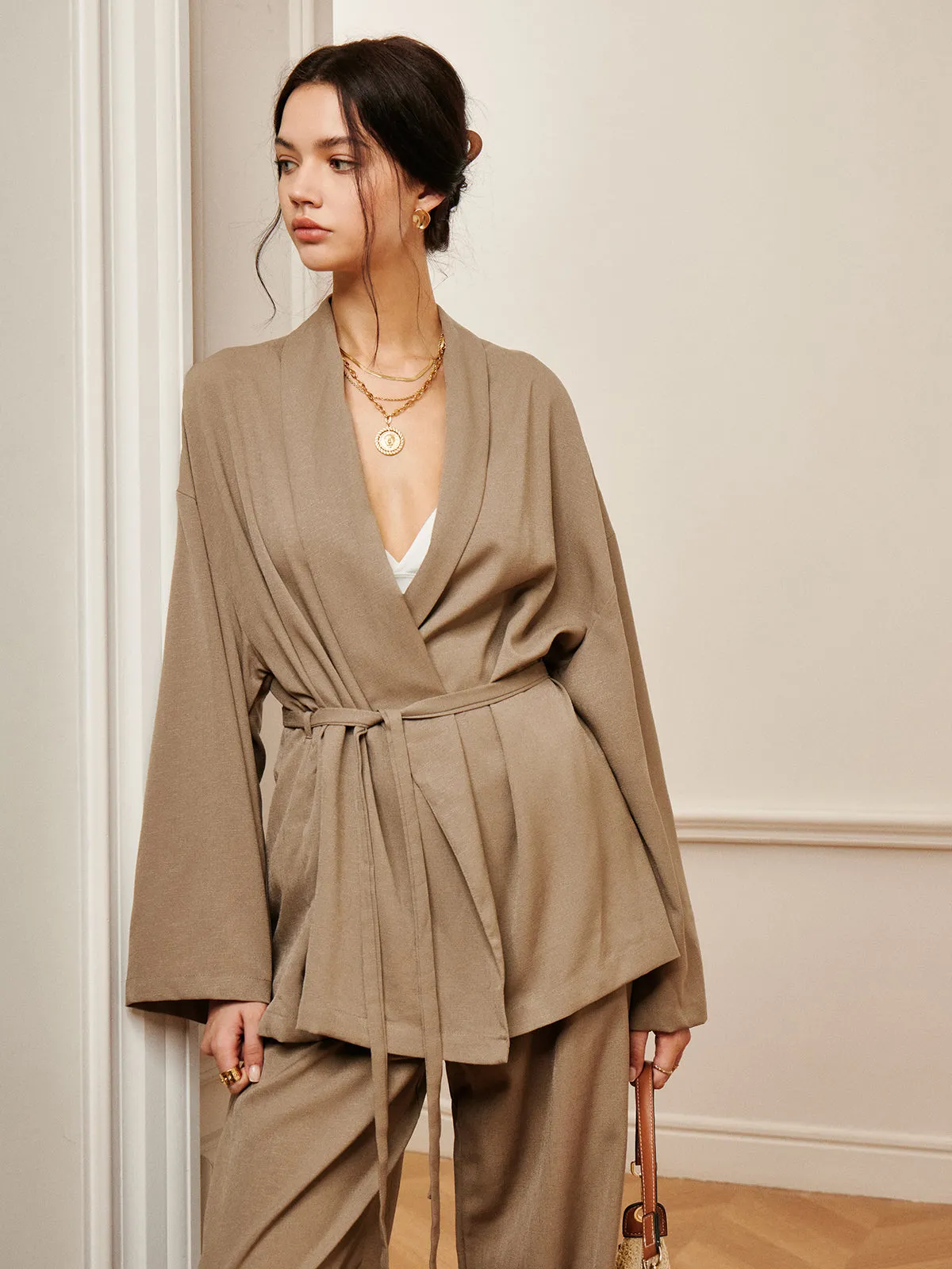 Leisure Belted Wrap Pants Set sold by COMMENSE product image thumbnail 2
