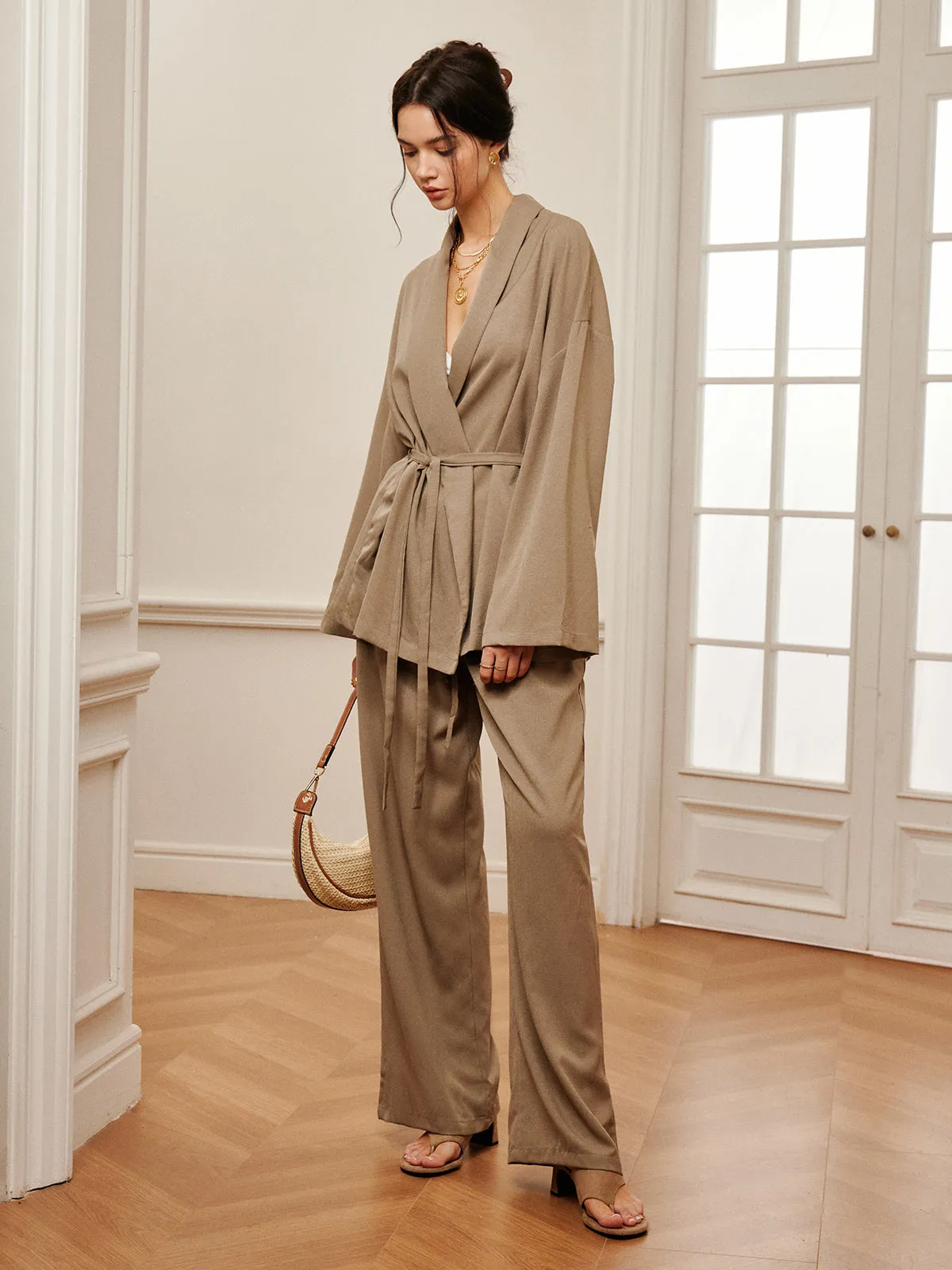 Leisure Belted Wrap Pants Set sold by COMMENSE product image thumbnail 3