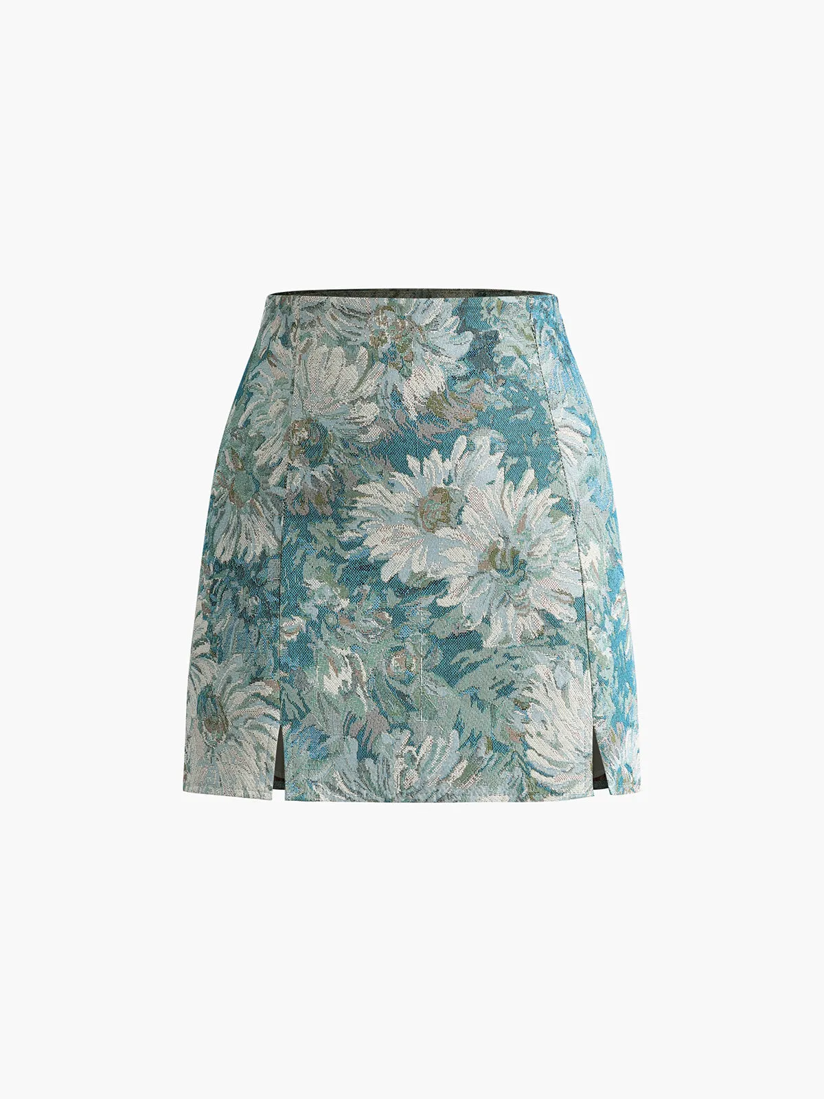 Floral Embroidery Split Mini Skirt sold by COMMENSE